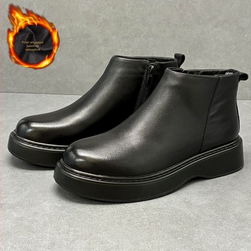 Férfi Chelsea csizmák ősz-télre vastag talppal, felsőrész első réteg marhabőrből, oldalsó cipzár, belső bélés első réteg disznó bőrből, talp habból