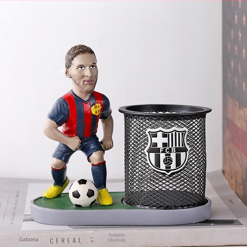 Gyantából készült tolltartó, modern minimalist stílus, asztali dekoráció, ajándék futballrajongóknak