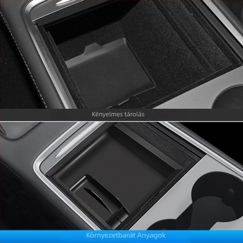 Tesla Model Y/3 központi konzol tároló kiegészítő (új verzió), ABS, ragasztásos telepítés, hátsó oldalsó tároló a csomagtartóhoz