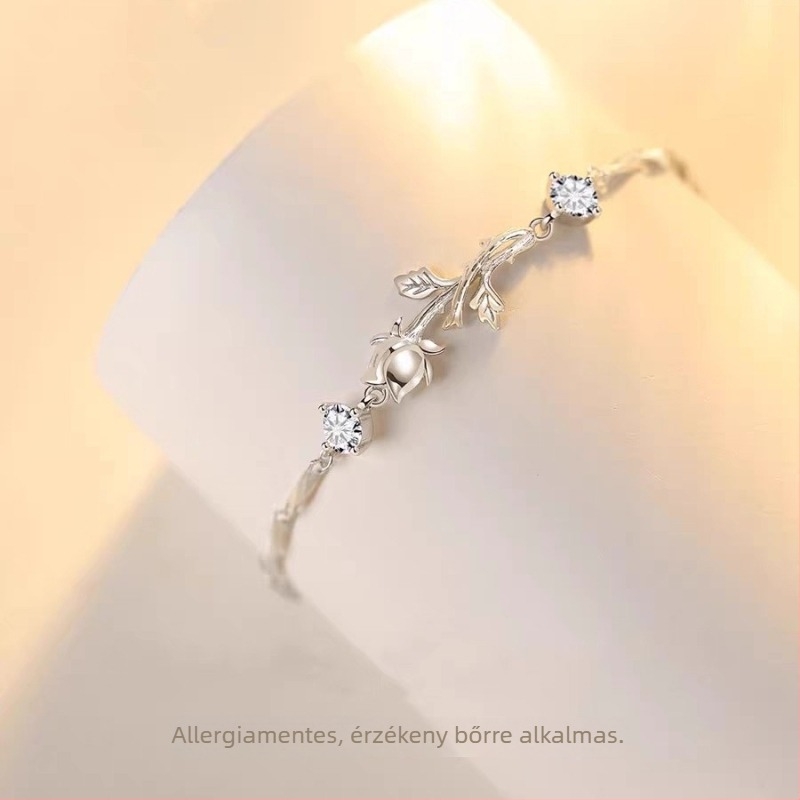 Női karkötő Little Prince és rózsa motívummal – pároknak illeszkedő, könnyű luxus stílus, 3 g, ajándék évfordulóra vagy Valentin-napra