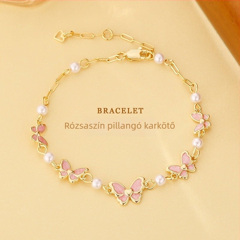 Pillangó gyöngyös karkötő réz elektroplattázott felülettel, állat-zodiákus motívum, 2024 nyári kiadás