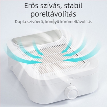 Körömpor-aspirátor, nagy teljesítményű, újratölthető, hordozható kivitel, anyag: műanyag + rozsdamentes acél