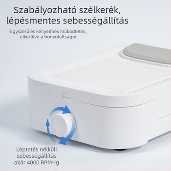 Körömpor-aspirátor, nagy teljesítményű, újratölthető, hordozható kivitel, anyag: műanyag + rozsdamentes acél
