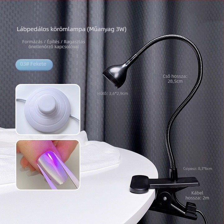 Lábpedálos kapcsolóval működő körömlámpa, gyors száradással, nem sötétítő, hordozható clip-es kialakítás — Modell Gld12, Kaniu márka, professzionális manikűr szalonokhoz