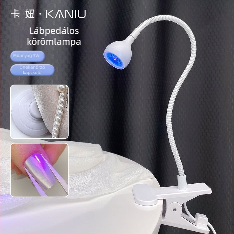 Lábpedálos kapcsolóval működő körömlámpa, gyors száradással, nem sötétítő, hordozható clip-es kialakítás — Modell Gld12, Kaniu márka, professzionális manikűr szalonokhoz