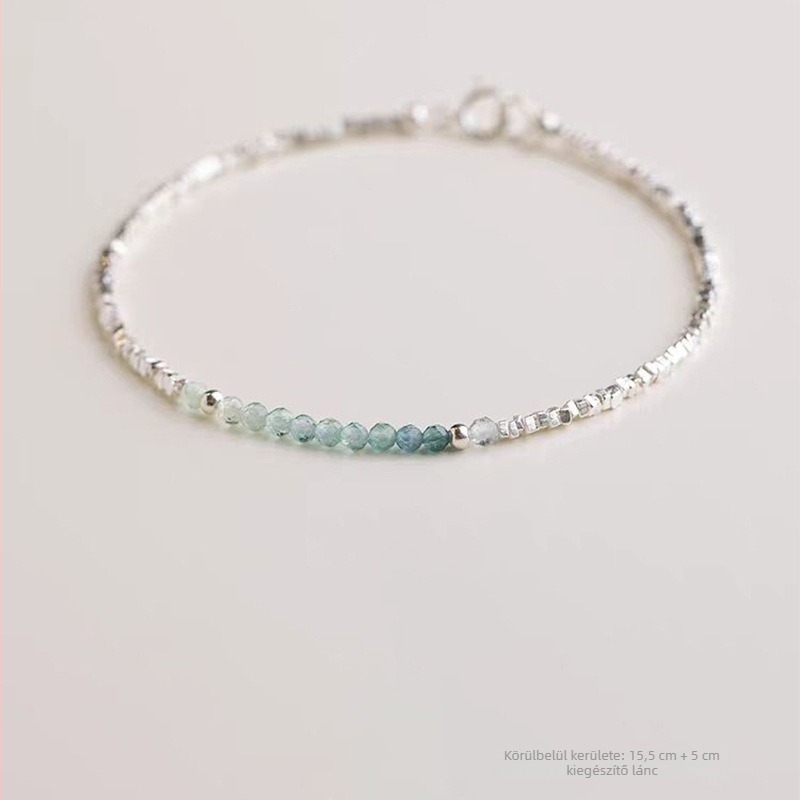 Akvamarin köves karkötő, geometriai design, elektroplattolt felület, női divat
