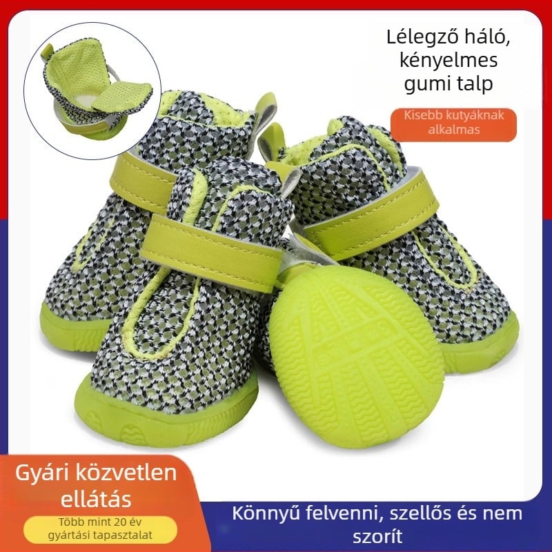 Gumiból készült kutyacipő, lélegző hálós felső, csúszásmentes talp, kopásálló