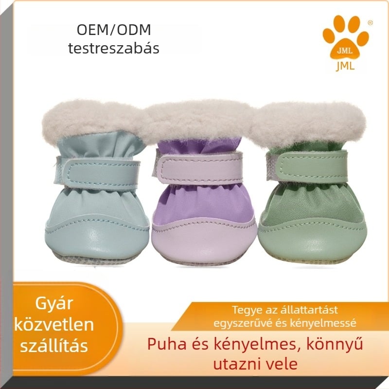 Kutyacipők – Jiaomeile, vízálló kabátanyag + meleg velúr bélés, csúszásmentes, kopásálló, hétköznapi stílus