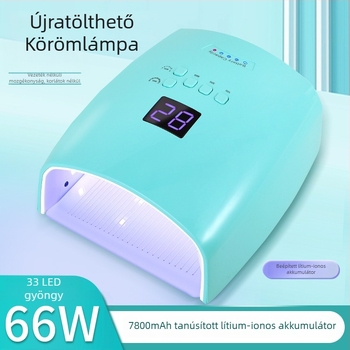 Körömlámpa vezeték nélküli töltéssel, 66W nagy teljesítmény, modell S10, fényterápia