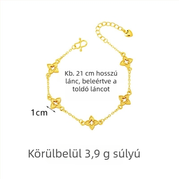Női karkötő négyágú csillag motívummal, aranyozott réz, elektroplating technika, retro stílus, 2025 tavasz