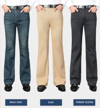 Denim nadrág mikroflare, karcsú szabás, elasztikussal, alacsony derék, cipzár (Nyár 2025)