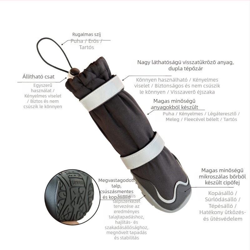 Kutyacipő gumiból: csúszásmentes, kopásálló, vízálló, melegen tartó, őszi-téli kültéri tevékenységekhez