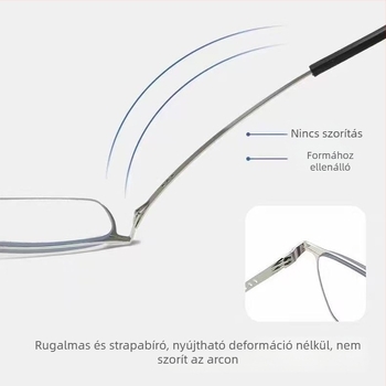Olvasó szemüveg műgyantából készített lencsékkel, fotokróm és UV-védő lencsékkel, anti-kékfény technológiával, teljes keret, titánötvözet keret