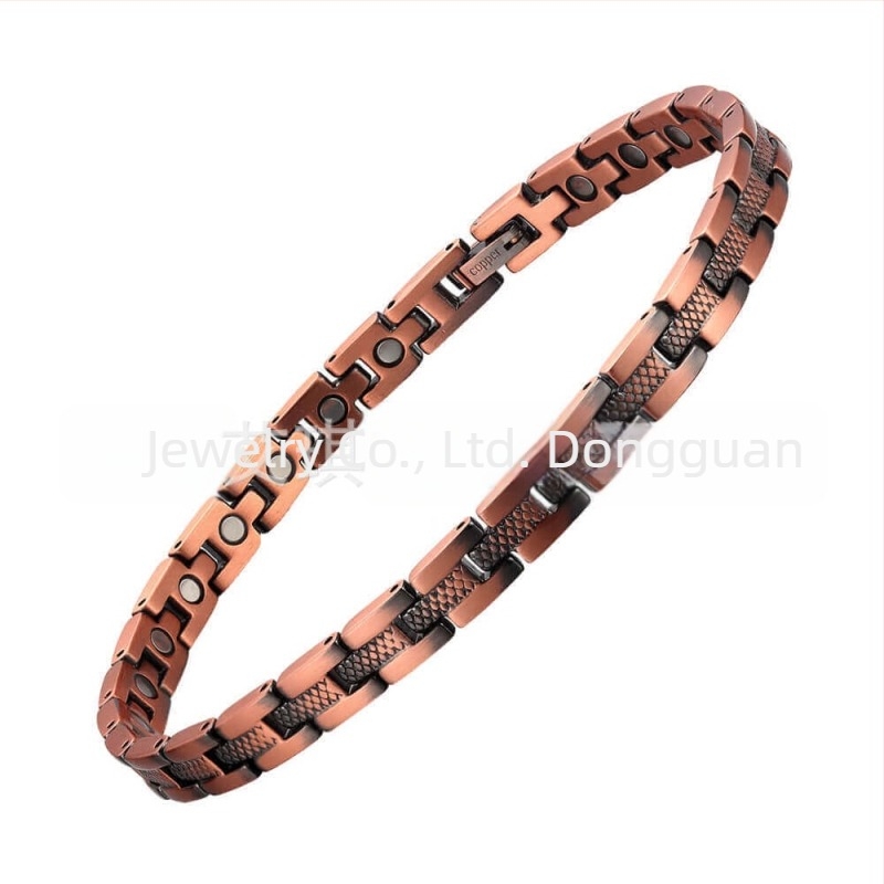 Uniszex mágneses réz karkötő, vintage geometriai dizájn, elektroplakált felület