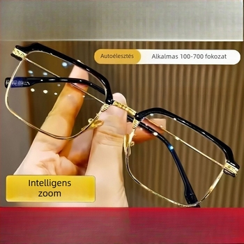 Intelligens zoom olvasó szemüveg távolságra és közeli használatra, HD automatikus dioptria-beállítás, professzionális funkcionális szemüveg, lencsék műgyanta, keret tiszta titánból, teljes keret