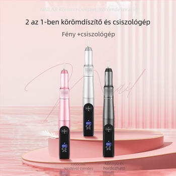 Kétfunkciós körömcsiszoló és szárítólámpa — kézi, hordozható, rozsdamentes acél, 257 g, márka che gel, licencelhető magáncímke