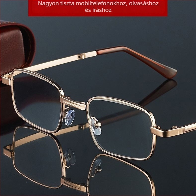 Teljes keretes olvasószemüveg, kékfény elleni lencsékkel, PC és fém keret, kerek arcformához illeszkedik