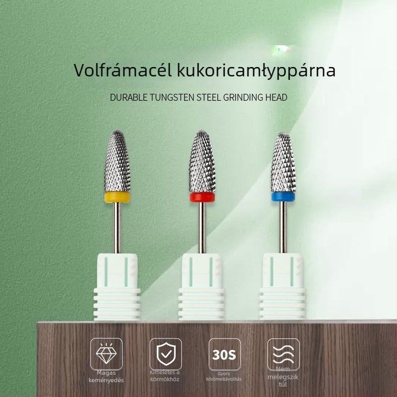 Tungsten acélból készült körömcsiszoló fej professzionális manikűrhöz és halott bőr eltávolítására – magas keménység, hőállóság és korrózióállóság