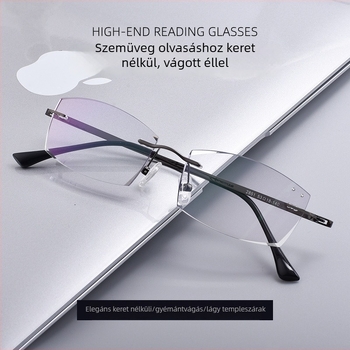 Presbiopikus szemüveg keret nélküli kivitelben idős korban – akril lencsék, anti-kék fény, ötvözet keret, négyszögletes dizájn