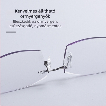 Presbiopikus szemüveg keret nélküli kivitelben idős korban – akril lencsék, anti-kék fény, ötvözet keret, négyszögletes dizájn