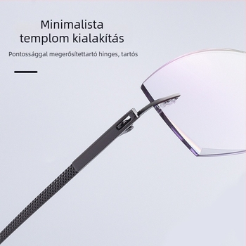 Presbiopikus szemüveg keret nélküli kivitelben idős korban – akril lencsék, anti-kék fény, ötvözet keret, négyszögletes dizájn