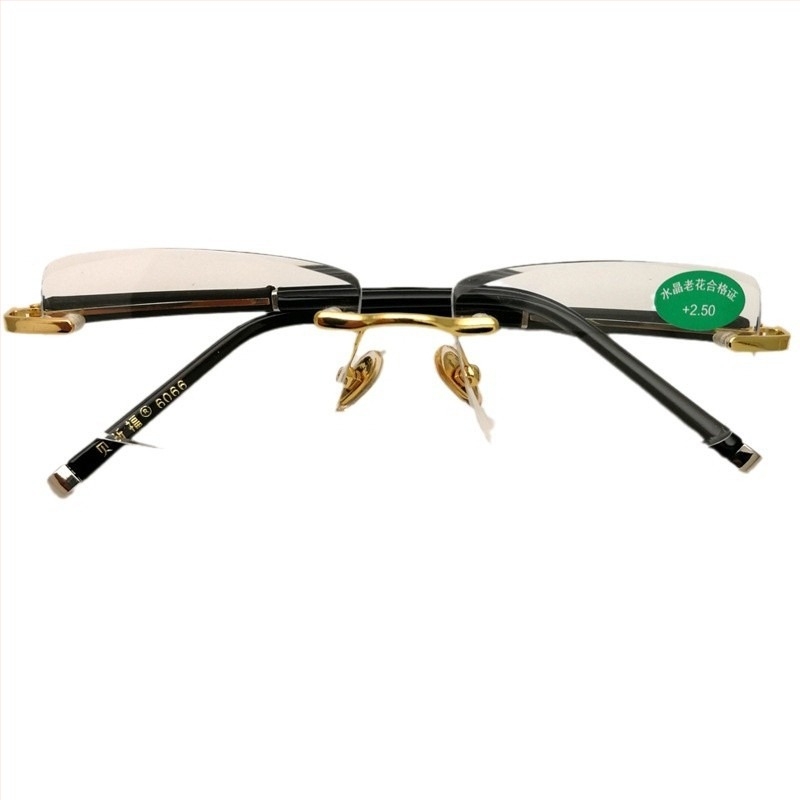 Keret nélküli szemüveg, négyszögletes formájú, kristály lencsékkel, titánötvözet kerettel, 2024 tél