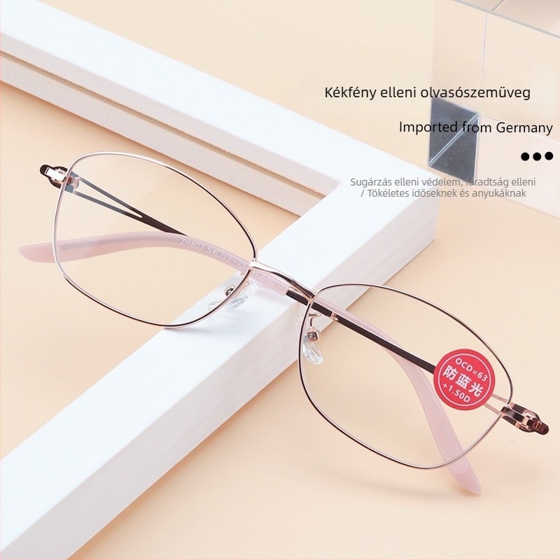 Presbyopiás szemüveg - kékfény-blokkolás, teljes keret, kerek formájú, Tiantian ZH803, lencsék gyantából