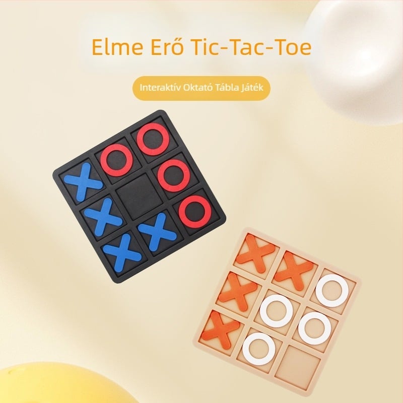 Gyerekeknek szóló oktató Tic-Tac-Toe játék – környezetbarát műanyagból, interaktív oktató játék, injekciós formázás nem fakul, nem hajtogatható tábla, 4–6 éveseknek