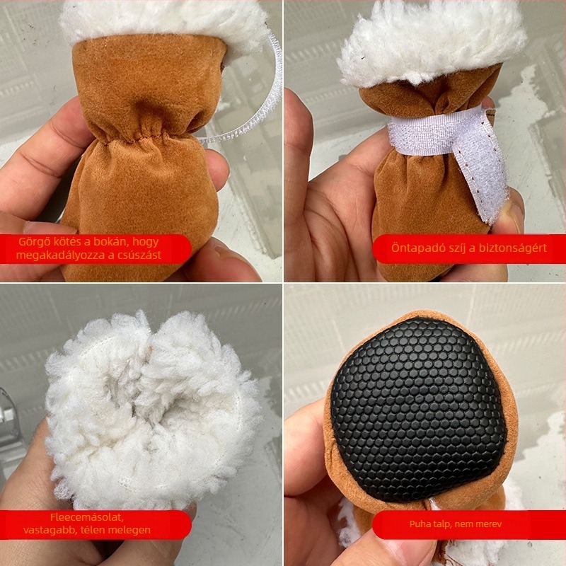 PU anyagú kutyacipő télre, csúszásmentes talppal, vízálló, meleg és kopásálló