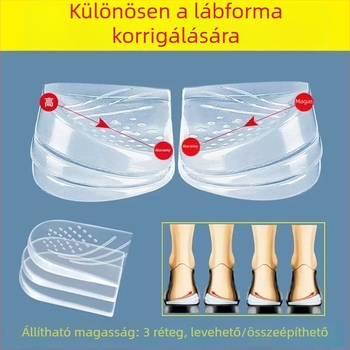 Xo-Type láb-korrigáló talpbetét elő- és hátsó sarok párnával, szilikon, magasságot növelő talpbetét, sportos és hétköznapi cipőkhöz