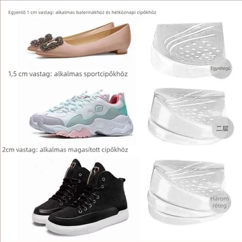 Xo-Type láb-korrigáló talpbetét elő- és hátsó sarok párnával, szilikon, magasságot növelő talpbetét, sportos és hétköznapi cipőkhöz