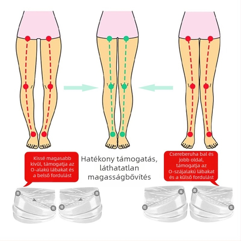 Xo-Type láb-korrigáló talpbetét elő- és hátsó sarok párnával, szilikon, magasságot növelő talpbetét, sportos és hétköznapi cipőkhöz