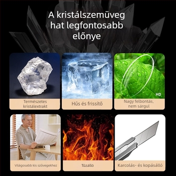 Kristálylencsés olvasószemüveg, TR90 keret, teljes keret, négyszögletes forma, myopia támogatás