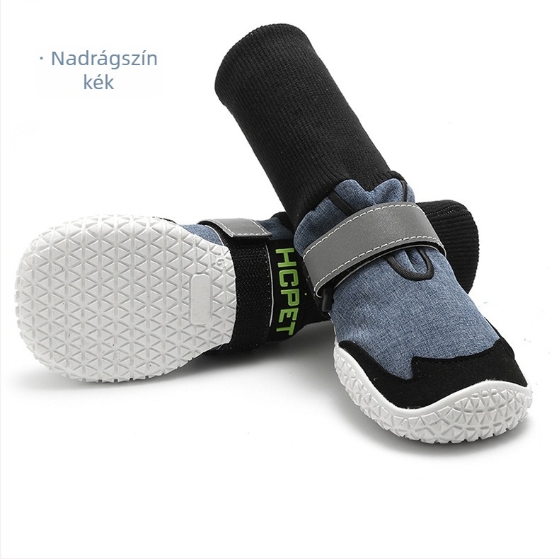 Kutyacipők — bőr, vízálló, csúszásmentes talp, melegen tartó, kopásálló, denim stílus