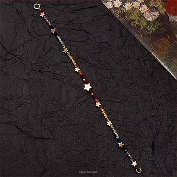 Női kézműves karkötő – kevert anyagok, romb alak, 2025 nyári kollekció