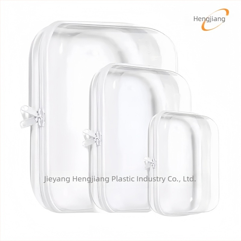 Kocka alakú PET utazótároló táska, modell HJ01, többfunkciós szervező sminkhez, kozmetikumokhoz és higiéniai termékekhez