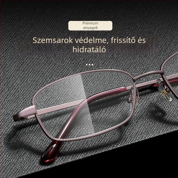 Olvasó szemüveg kristály lencsékkel, fém keret, négyszögletes dizájn, rövidlátás-kompatibilis