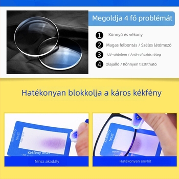 Olvasó szemüveg kékfény elleni védelemmel, gyanta lencsékkel, modell 8805, teljes keretű fém keret