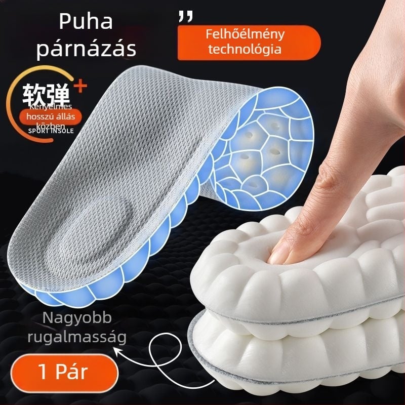 Gumi anyagú futócipő talpbetét, uniszex, teljes talpbetét, magasság növelő