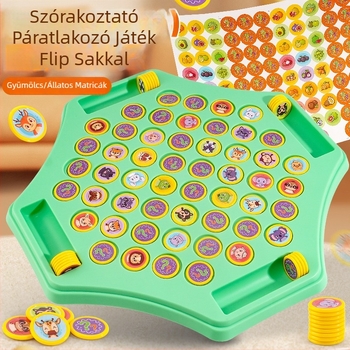 Memória flip sakk - családi társasjáték szülő-gyermek interakcióval (műanyag, 4-6 éveseknek, két játékos)