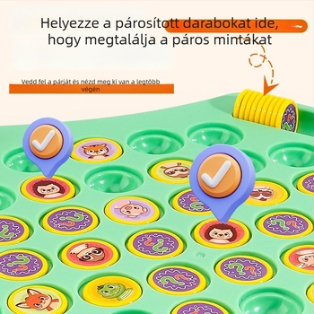 Memória flip sakk - családi társasjáték szülő-gyermek interakcióval (műanyag, 4-6 éveseknek, két játékos)