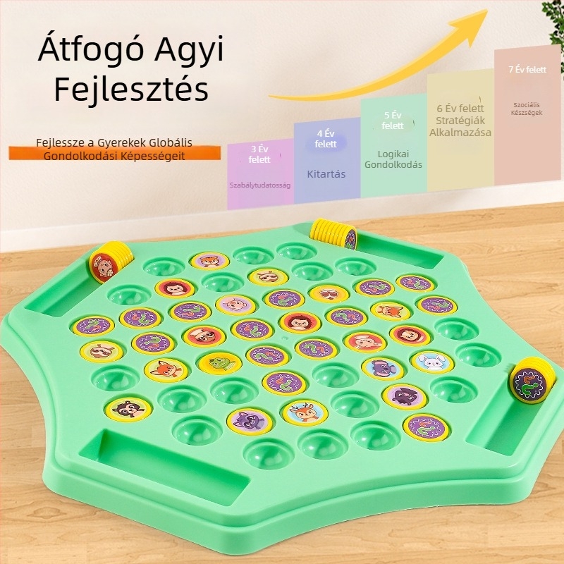 Memória flip sakk - családi társasjáték szülő-gyermek interakcióval (műanyag, 4-6 éveseknek, két játékos)