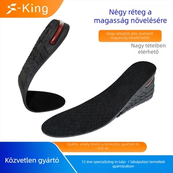 PU magasságot növelő teljes talpbetét, 4 rétegű levehető kialakítás, uniszex, futócipőkhez és bőrcipőkhöz, csizmákhoz, márka S-KING