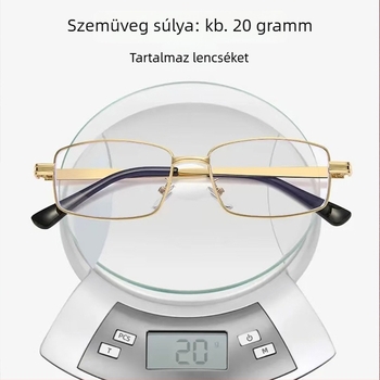 Nagy keretű fém olvasószemüveg, kékfény elleni, anti-fáradtság, időseknek, négyszögletes keret