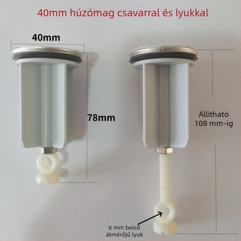 Műanyag mosdódugó emelő mechanizmussal, húzó típus (anyag: műanyag; használati mód: húzás; tanúsítvány: nincs)