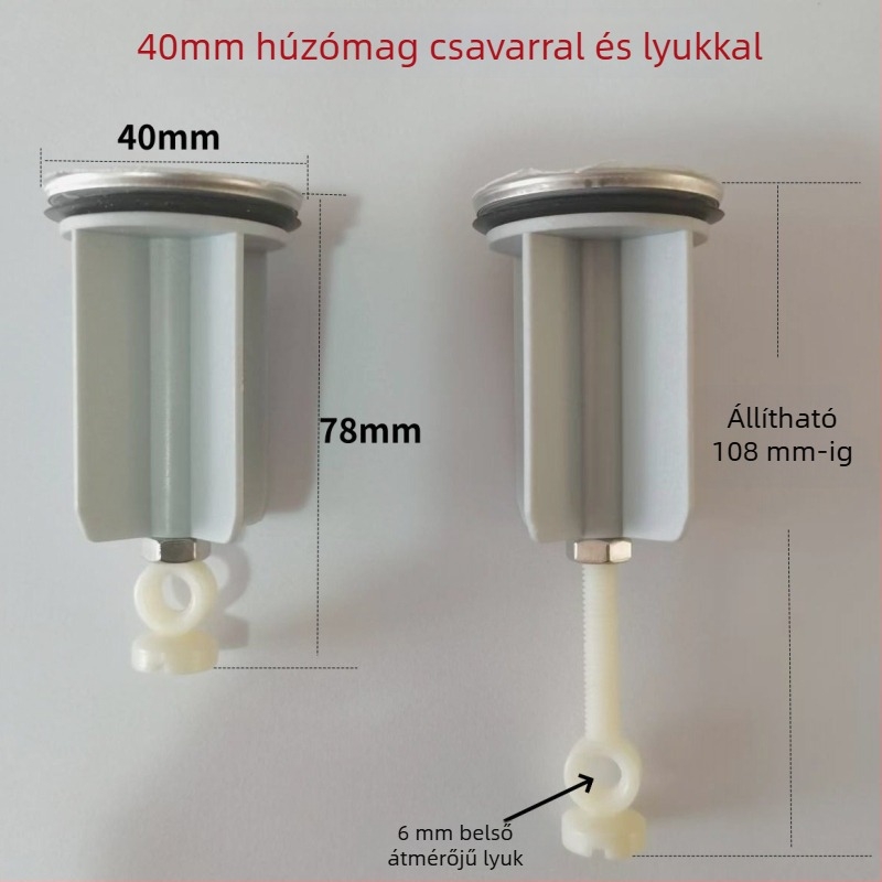 Műanyag mosdódugó emelő mechanizmussal, húzó típus (anyag: műanyag; használati mód: húzás; tanúsítvány: nincs)