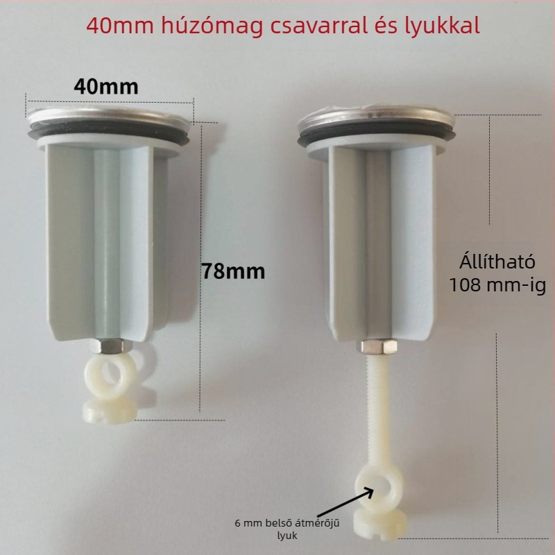 Műanyag mosdódugó emelő mechanizmussal, húzó típus (anyag: műanyag; használati mód: húzás; tanúsítvány: nincs)