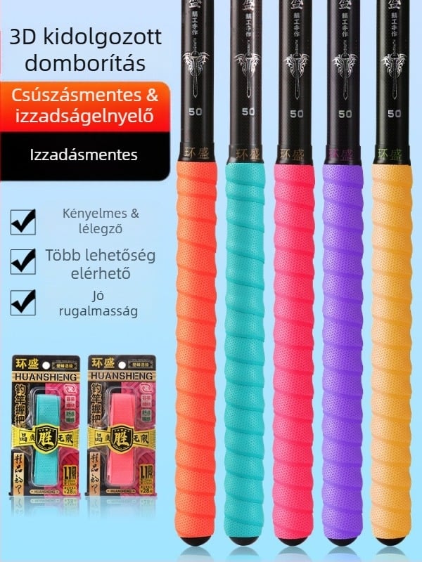 Horgászbot fogóburkolat csúszásmentes izzadság-szívó szalaggal, hosszabb pánttal, tollaslabdaütő fogóburkolat — Márka: Huan sheng; Anyag: PU