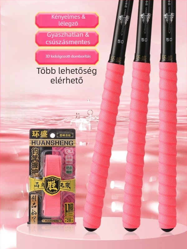 Horgászbot fogóburkolat csúszásmentes izzadság-szívó szalaggal, hosszabb pánttal, tollaslabdaütő fogóburkolat — Márka: Huan sheng; Anyag: PU