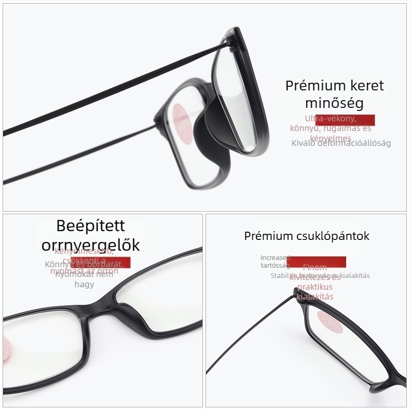 Presbyopia szemüveg GS103, teljes TR90 keret, lencsék gyantából, anti-kék fény